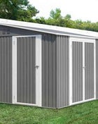 Casetta da Giardino Metallo 6x8 FT - Doppia Porta, Serratura e Pavimento Incluso