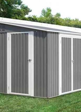 Casetta da Giardino Metallo 6x8 FT - Doppia Porta, Serratura e Pavimento Incluso