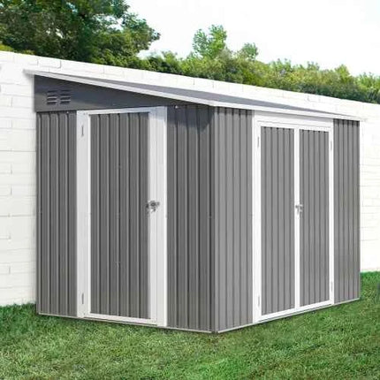 Casetta da Giardino Metallo 6x8 FT - Doppia Porta, Serratura e Pavimento Incluso