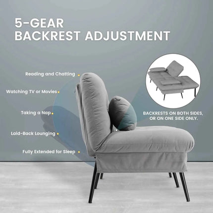 COMHOMA Fold-out Futon Cover Sofa Sleeper Sleeper Fits Corner Sofa 3-Seater Guest Sofa with Adjustable Backrest fabric