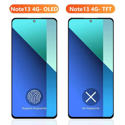 Schermo AMOLED per Xiaomi Redmi Note 13 4G 23129RAA4G 23124RA7EO Display LCD Touch Screen digitale con cornice per Redmi Note 13 4G