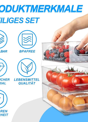 Fridge Organizer, Set of 6/10, Stackable Storage Box with Handle, Fridge Organizer Set, Fridge Box Set for Kitchens Cabinets