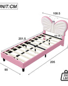 Rosahqnda kids bed rack 90*200cm light adjustable headboard butterfly bed pad bed single bed girls bed