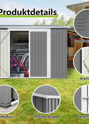 Casetta da Giardino Metallo 6x8 FT - Doppia Porta, Serratura e Pavimento Incluso