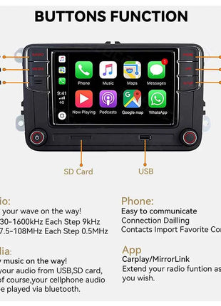 6.5" Inch RCD360/PRO Car Radio Multimedia Player MP5 Carplay Audio Stereo Receiver For Skoda/VW/PASSAT B6/GOLF CROSS/Polo