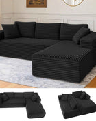 COMHOMA 105 ”Modular Sofa L-Shaped Couch Cord Fabric Chaise Longue For living room No Assembling Required
