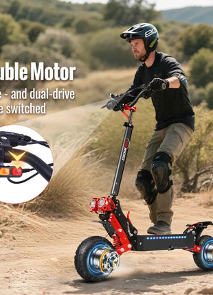 Dual Motor Electric Scooter Max Speed 60-65km/h Range 45-55km C-Type Shock Absorption 11inch Off-Road Tires Foldable Escooter