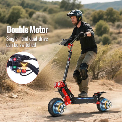 Dual Motor Electric Scooter Max Speed 60-65km/h Range 45-55km C-Type Shock Absorption 11inch Off-Road Tires Foldable Escooter