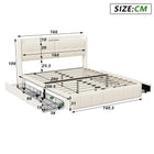 Wooden Aura Double bed 160x200 cm Youth bed with 4 drawers for storage beds 160x200 with slatted frame PU leather