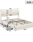 Wooden Aura Double bed 160x200 cm Youth bed with 4 drawers for storage beds 160x200 with slatted frame PU leather