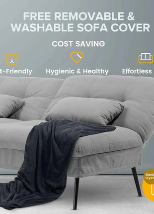 COMHOMA Fold-out Futon Cover Sofa Sleeper Sleeper Fits Corner Sofa 3-Seater Guest Sofa with Adjustable Backrest fabric