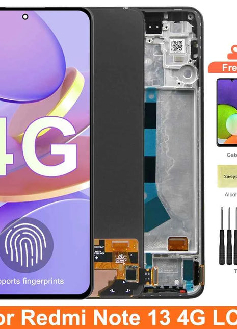Schermo AMOLED per Xiaomi Redmi Note 13 4G 23129RAA4G 23124RA7EO Display LCD Touch Screen digitale con cornice per Redmi Note 13 4G