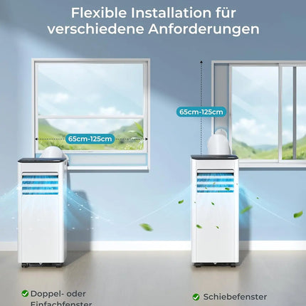 Condizionatore d'aria mobile 7000 BTU, 4-in-1, tubo di scarico, display, telecomando, kit per finestra, fino a 20 m², classe energetica A