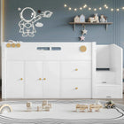Wooden bed, Children's bed, Half height bed, storage strep with magnetic doors, With two large drawers and closet