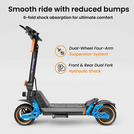 RUITOO M4MAX 55 KM/H Electric Scooter Double Shock Absorption W Folding Electric Kick Scooter 55KM Travel Range 10 Inch Tires