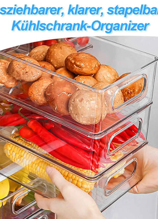 Fridge Organizer, Set of 6/10, Stackable Storage Box with Handle, Fridge Organizer Set, Fridge Box Set for Kitchens Cabinets