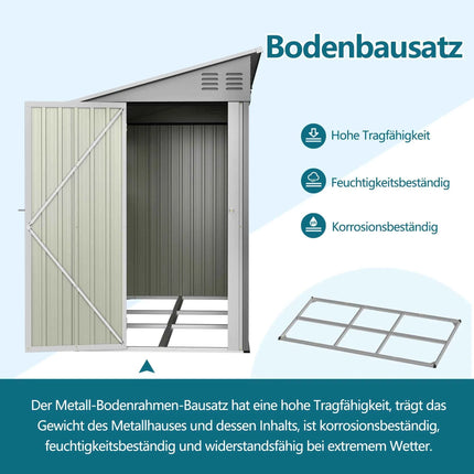 Casetta da Giardino Metallo 4x10 FT 1,2x3m - Tetto Pent, Doppia Porta e 2 Finestre