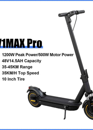 AOVOPRO V1MAX PRO 1200W Electric Scooter 45KM Max Range 35KM/H 500W Motor Power 42V14.5AH Folding Electric Scooter for Adults