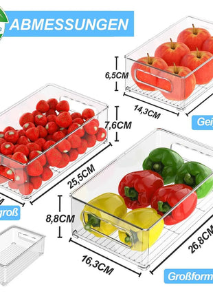 Fridge Organizer, Set of 6/10, Stackable Storage Box with Handle, Fridge Organizer Set, Fridge Box Set for Kitchens Cabinets