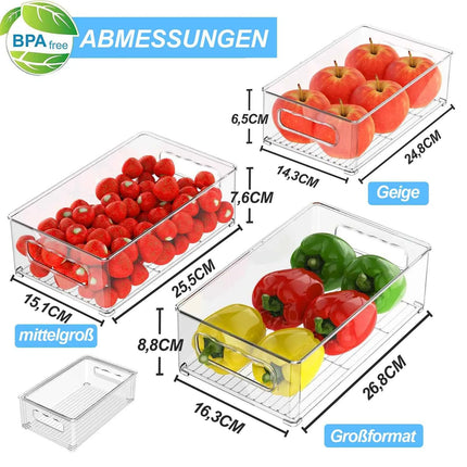 Fridge Organizer, Set of 6/10, Stackable Storage Box with Handle, Fridge Organizer Set, Fridge Box Set for Kitchens Cabinets