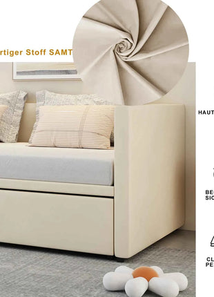 Rosahqnda Folding Sofa, 90/180*200 cm, pull-out sofa, sofa, upholstered bed, with slatted, multi-function bed, velvet fabric