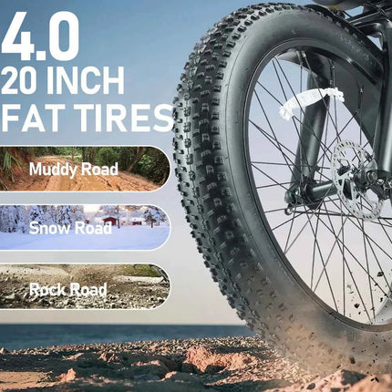 DEEPOWER 2000W Electric Bike 48V 25Ah 20" Adult Ebike with Hydraulic Disc Brakes Off-Road All-Terrain Mountain Electric Bicycle