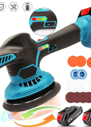 Lucidatrice per Auto Senza Fili da 150mm, 6 Velocità Variabili, Macchina Elettrica al Litio per Lucidatura e Ceratura, Levigatrice per Riparazioni, Kit Utensili Elettrici Ricaricabili per Batterie Makita