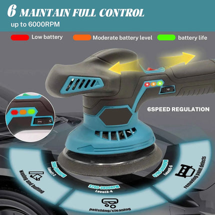 Cordless Car Polisher 6 Gears Adjustable Auto Electric Waxing Sanding Sealing Glaze Polishing Power Tool For Makita 21V Battery