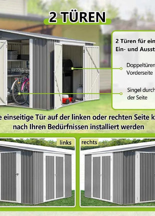 Casetta da Giardino Metallo 6x8 FT - Doppia Porta, Serratura e Pavimento Incluso