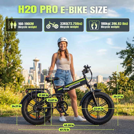 DEEPOWER H20Pro 2000W Electric Bike 48V 25Ah LG Battery Foldable 20 inch Fat Tire Ebike 55km/h Off-Road Adult E-Bicycle Hydraulic Brak Eelectric bicycle