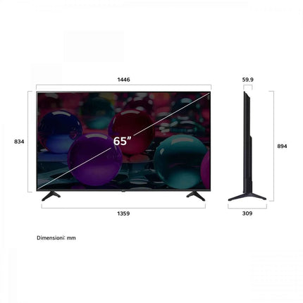 LG UHD 65 ", 4K Smart TV, 65UA73006LA, UA73 Series 2024, α7 Gen8 Processor, HDR10 Pro, FILMMAKER Mode, Game Optimizer, Wi-Fi, webOS 25, Alexa, bluetooth 5.1, 3 HDMI, 2 USB [Energy Efficiency Class F]