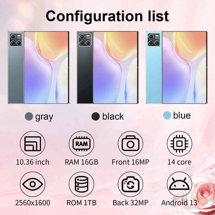 Nuovo Tablet Globale 2026 da 10.36 pollici Android 14 Pad 13 Pro 16GB 1TB Snapdragon 8 Gen2 4K HD 5G WIFI Bluetooth 20000mAh