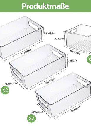 Fridge Organizer, Set of 6/10, Stackable Storage Box with Handle, Fridge Organizer Set, Fridge Box Set for Kitchens Cabinets