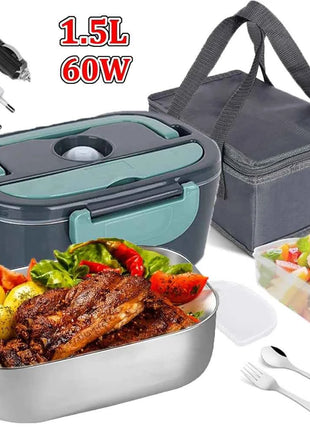 1.5L 60W Electric Lunch Box Food Warmer Portable Food Heater for Car Or Home Leak Proof Lunch Heating Microwave for Truckers