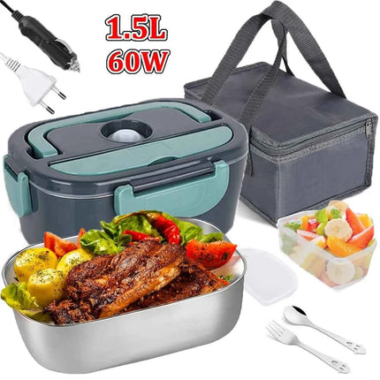 1.5L 60W Electric Lunch Box Food Warmer Portable Food Heater for Car Or Home Leak Proof Lunch Heating Microwave for Truckers