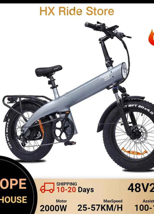 HX Q3 2000W Adult Electric Bike 48V 20AH E Bike 115N.m 20 Inch fat tire Electric Bicycle Removable Battery Foldable Ebike