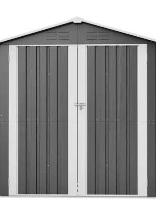 Casetta da Giardino Metallo 6x8 FT - Doppia Porta, Serratura e Pavimento Incluso