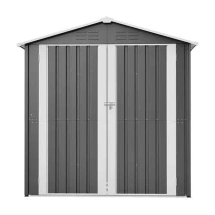 Casetta da Giardino Metallo 6x8 FT - Doppia Porta, Serratura e Pavimento Incluso