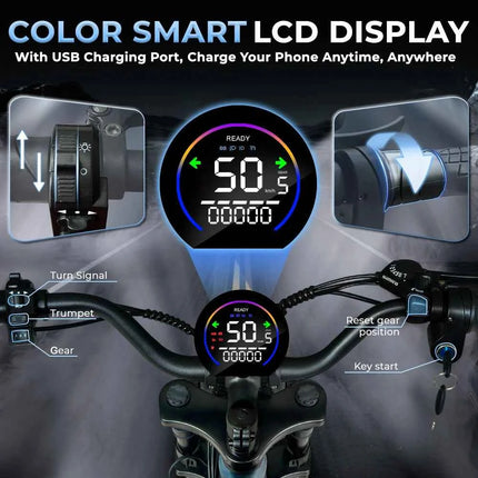 DEEPOWER QS7 Peak 1500W Electric Bicycle 48V 60AH Dual battery Electric Bike 20Inch 4.0 Fat Tire Snow E-bike,Dual Shock Absor