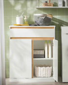 SoBuy BZR79 Bathroom Cabinet with laundry basket and Drawer, with door and tilting system 71x33x85cm