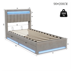 Upholstery bed Rosahqnda,140x200cm, with LED lighting and USB, open/closed storage space, single/double bed, slatted frame, velvet