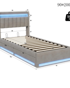Upholstery bed Rosahqnda,140x200cm, with LED lighting and USB, open/closed storage space, single/double bed, slatted frame, velvet
