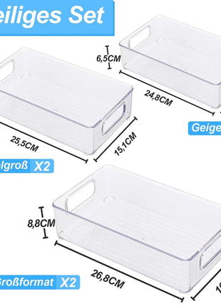 Fridge Organizer, Set of 6/10, Stackable Storage Box with Handle, Fridge Organizer Set, Fridge Box Set for Kitchens Cabinets