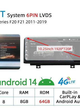 Wireless Carplay Android 14 For BMW F20 F30 F21 F22 F31 F32 F33 F34 F36 NBT EVO Multimedia Player Auto Radio Screen GPS