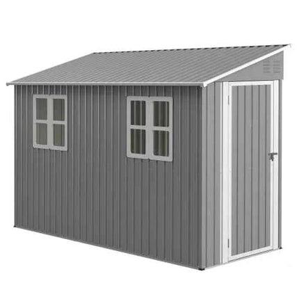 Casetta da Giardino Metallo 6x8 FT - Doppia Porta, Serratura e Pavimento Incluso