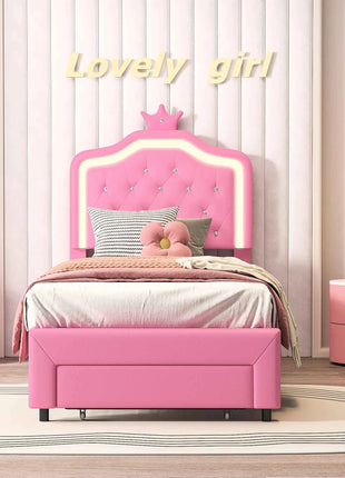Rosahqnda Children bed Padded Single bed 90*200cm Double Bed 140*200cm girls bed Princesses bed Youth bed Frame PU