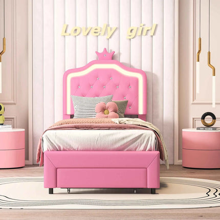 Rosahqnda Children bed Padded Single bed 90*200cm Double Bed 140*200cm girls bed Princesses bed Youth bed Frame PU