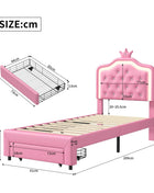 Rosahqnda Children bed Padded Single bed 90*200cm Double Bed 140*200cm girls bed Princesses bed Youth bed Frame PU