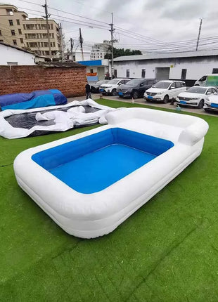 Piscina Gonfiabile Grande 5x3m in PVC Resistente con Lettino, Lussuosa Piscina Gonfiabile per Divertimento Familiare in Giardino per Adulti e Bambini