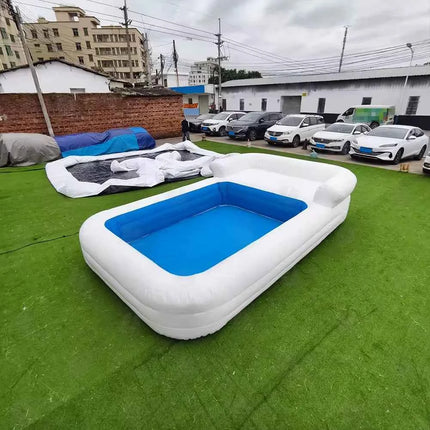 Piscina Gonfiabile Grande 5x3m in PVC Resistente con Lettino, Lussuosa Piscina Gonfiabile per Divertimento Familiare in Giardino per Adulti e Bambini